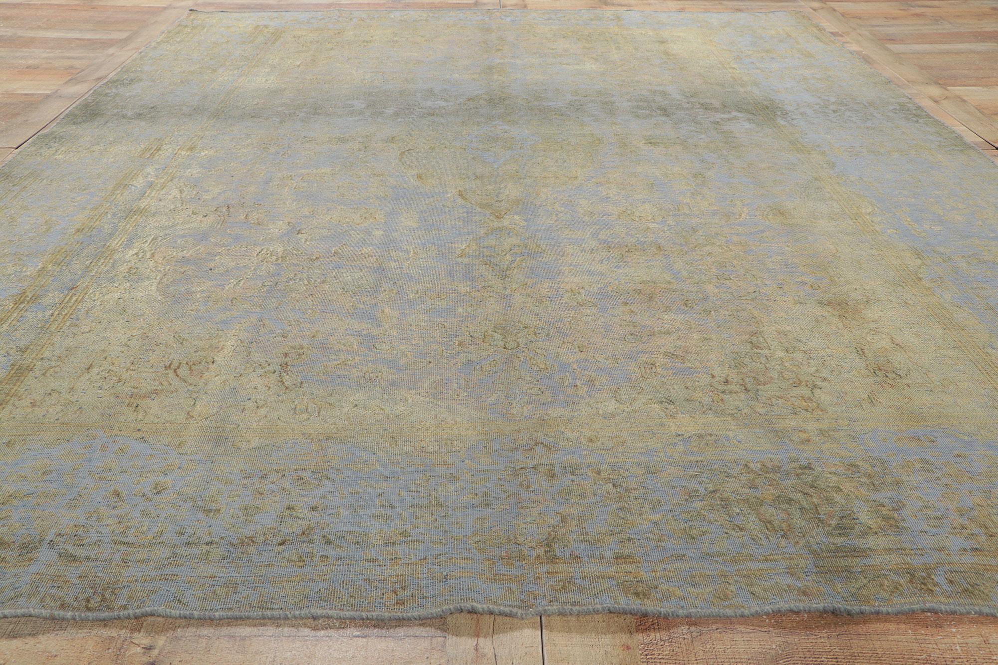Vintage Turkish Overdyed Rug, Belgian Chic Meets French Industrial Style For Sale 1