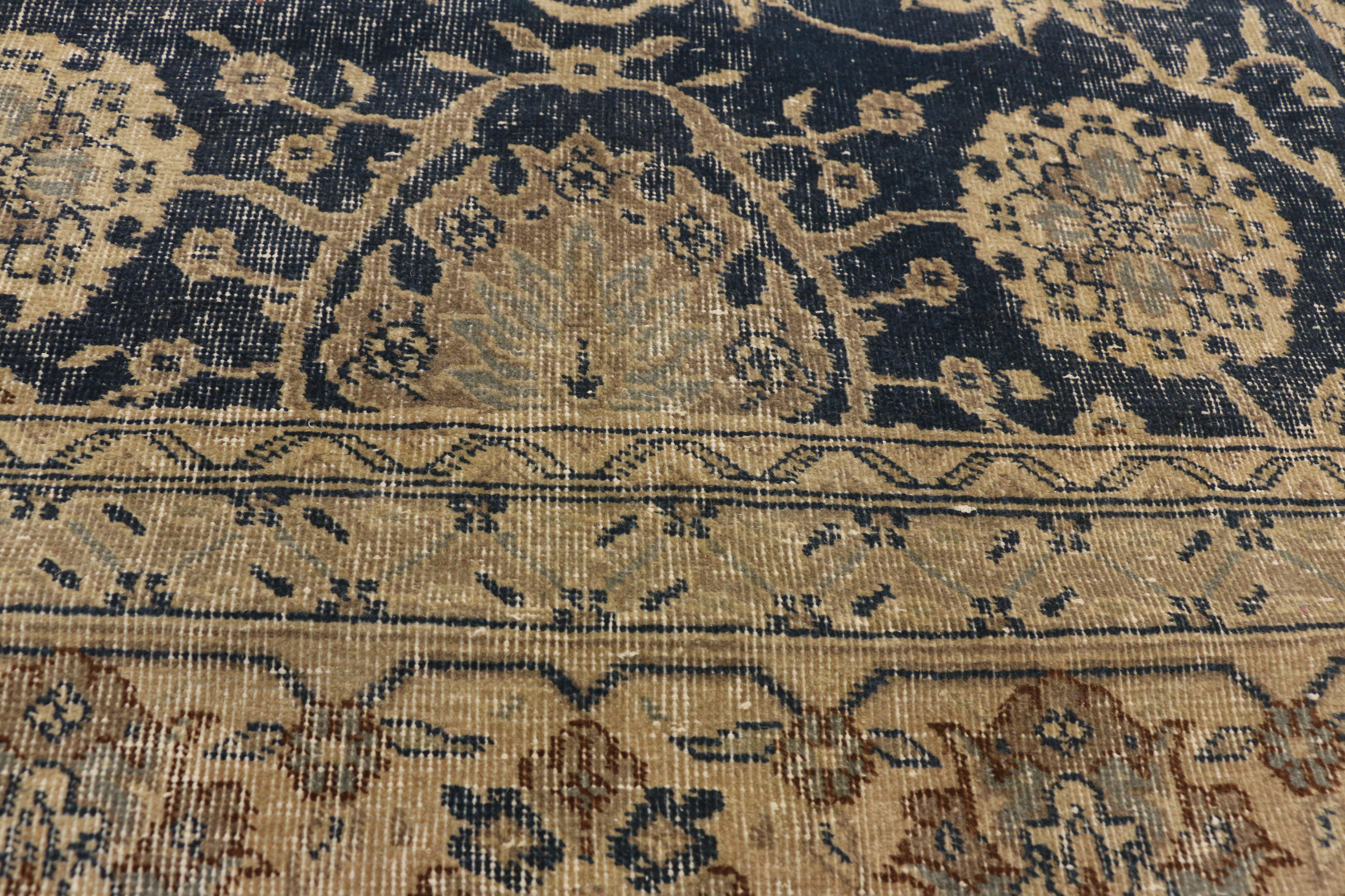 Distressed Vintage Turkish Sivas Area Rug with Industrial Artisan Style In Distressed Condition For Sale In Dallas, TX