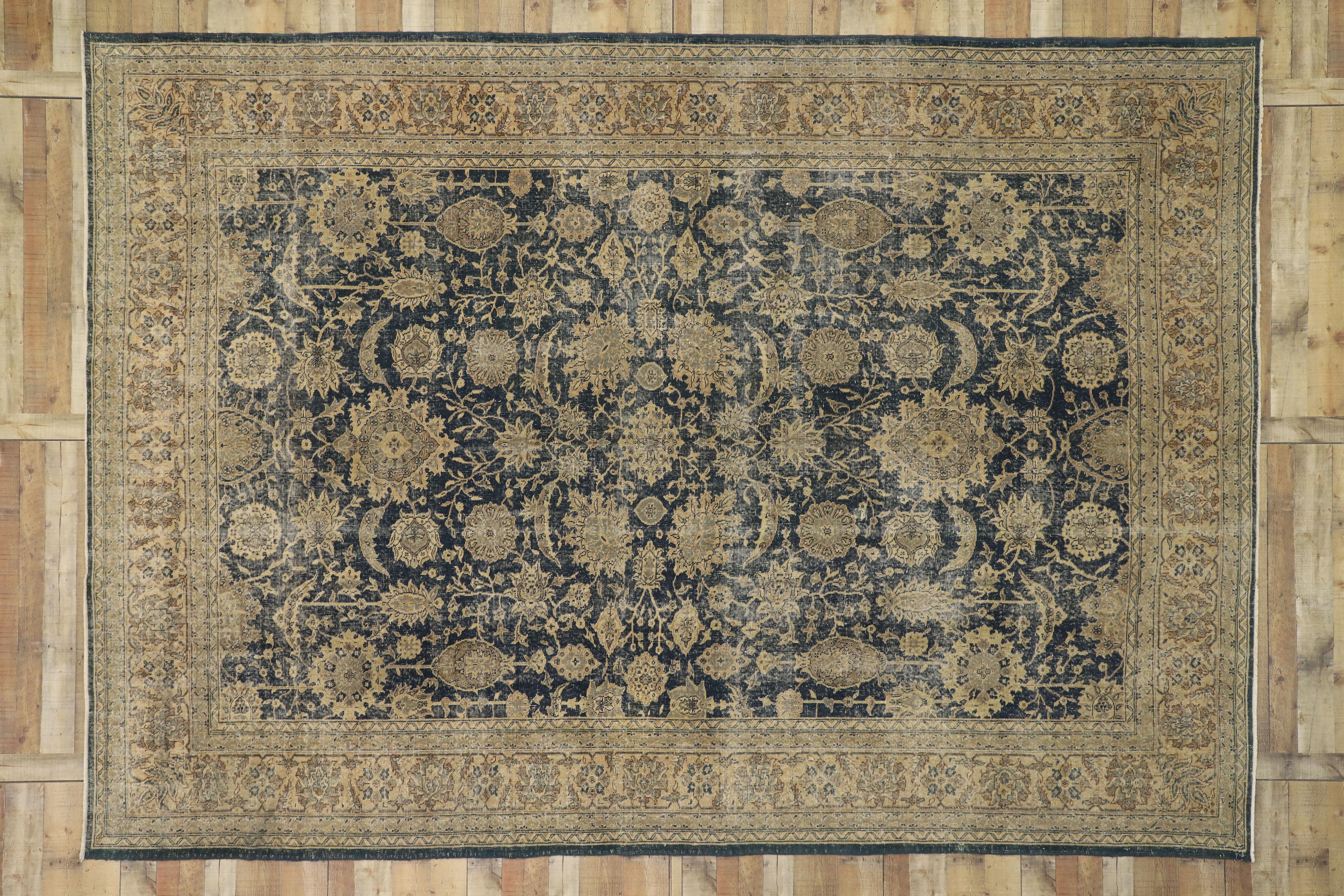 Distressed Vintage Turkish Sivas Area Rug with Industrial Artisan Style For Sale 2