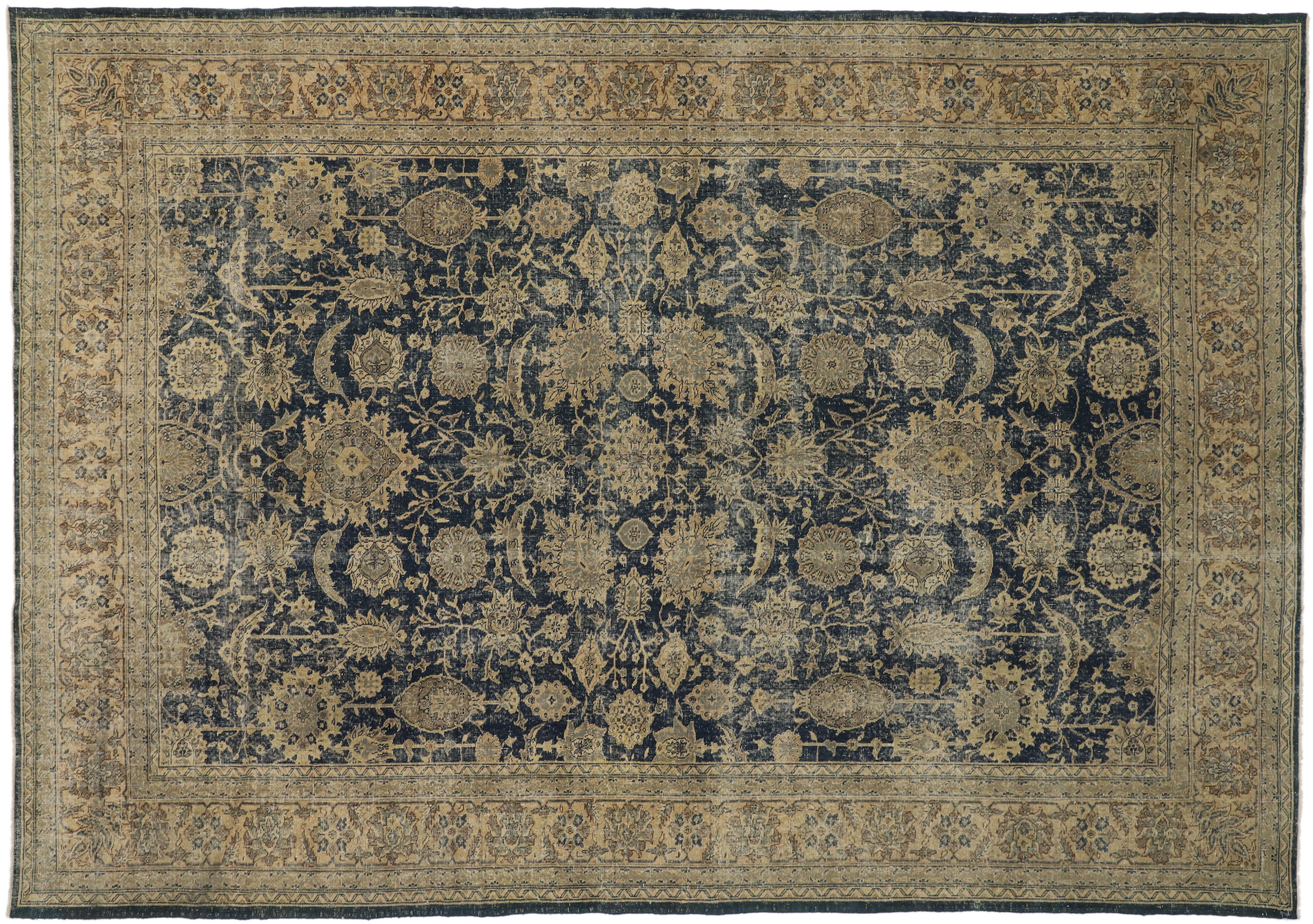 Distressed Vintage Turkish Sivas Area Rug with Industrial Artisan Style For Sale 3