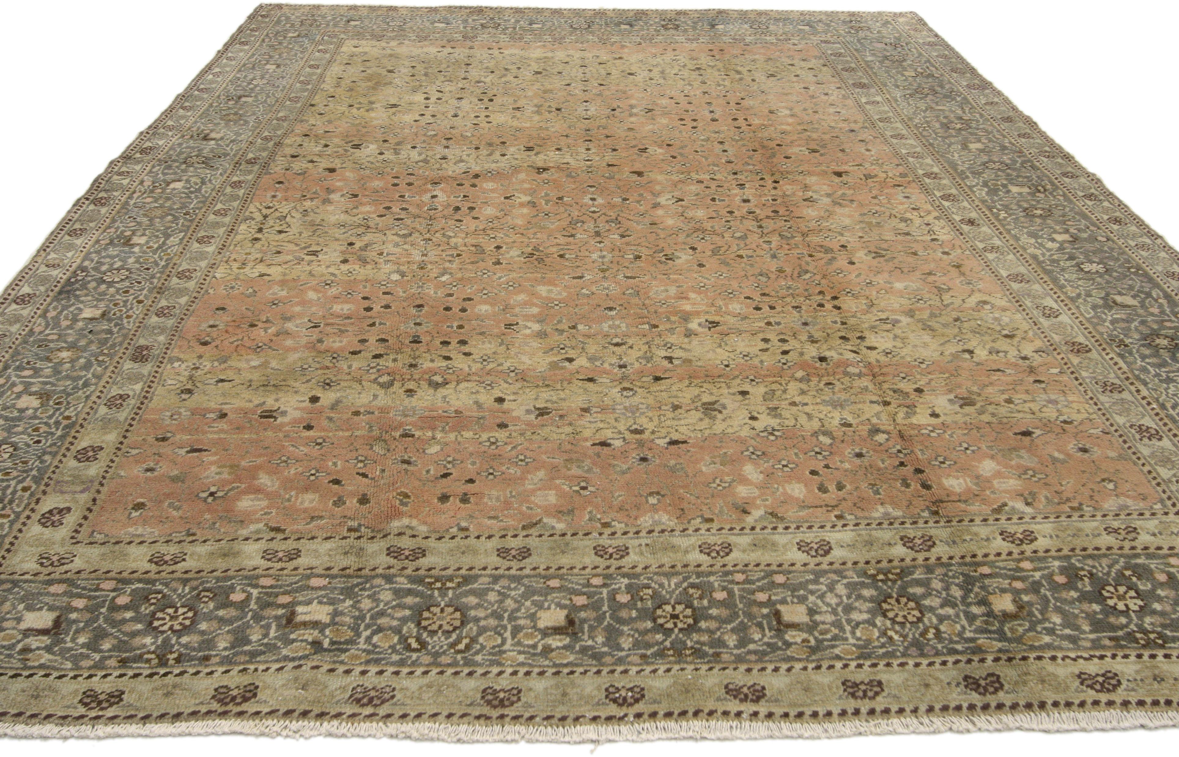Rustic Distressed Antique Turkish Sivas Rug with Shabby Chic Farmhouse Style For Sale