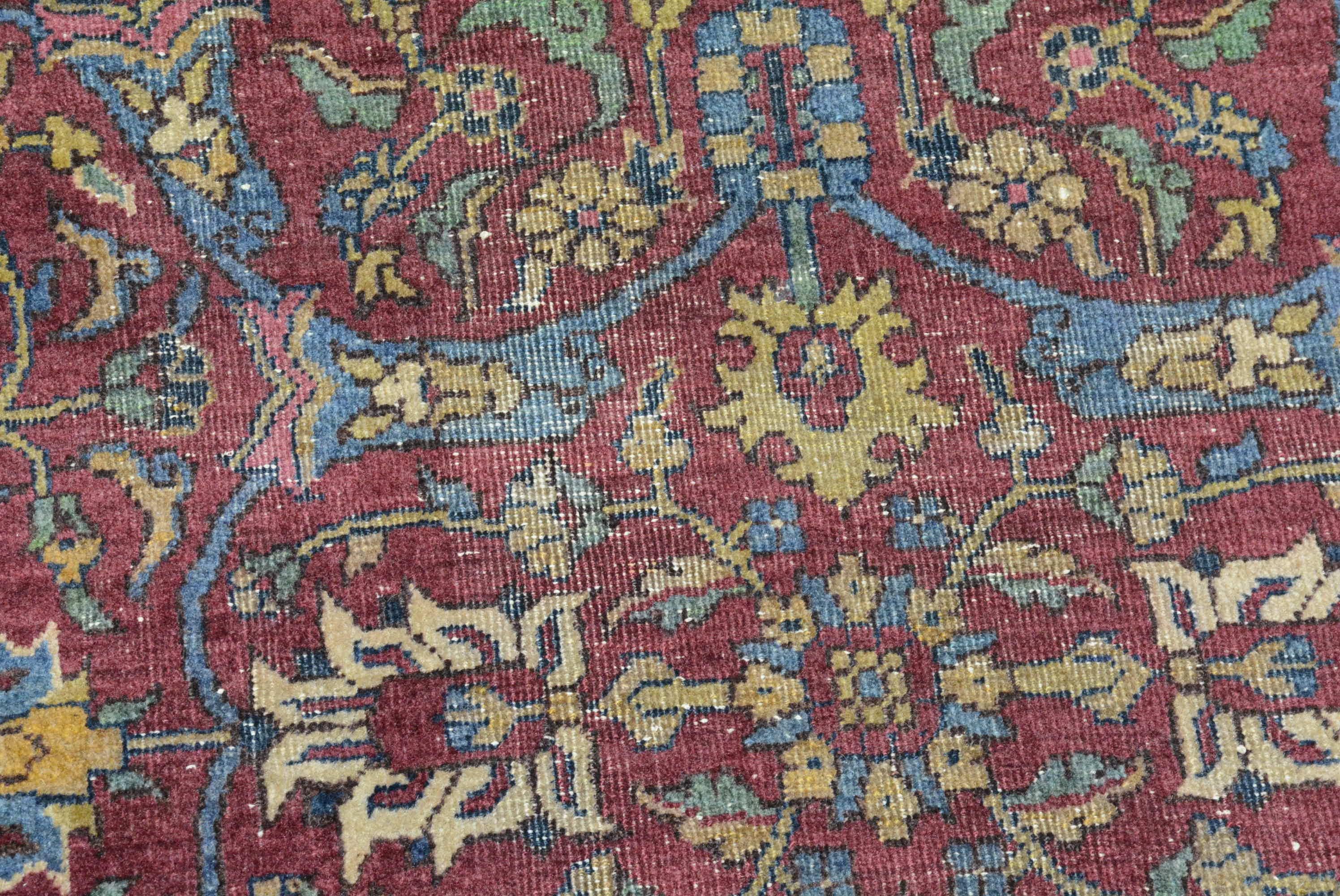 Distressed Vintage Turkish Sivas Carpet For Sale 2