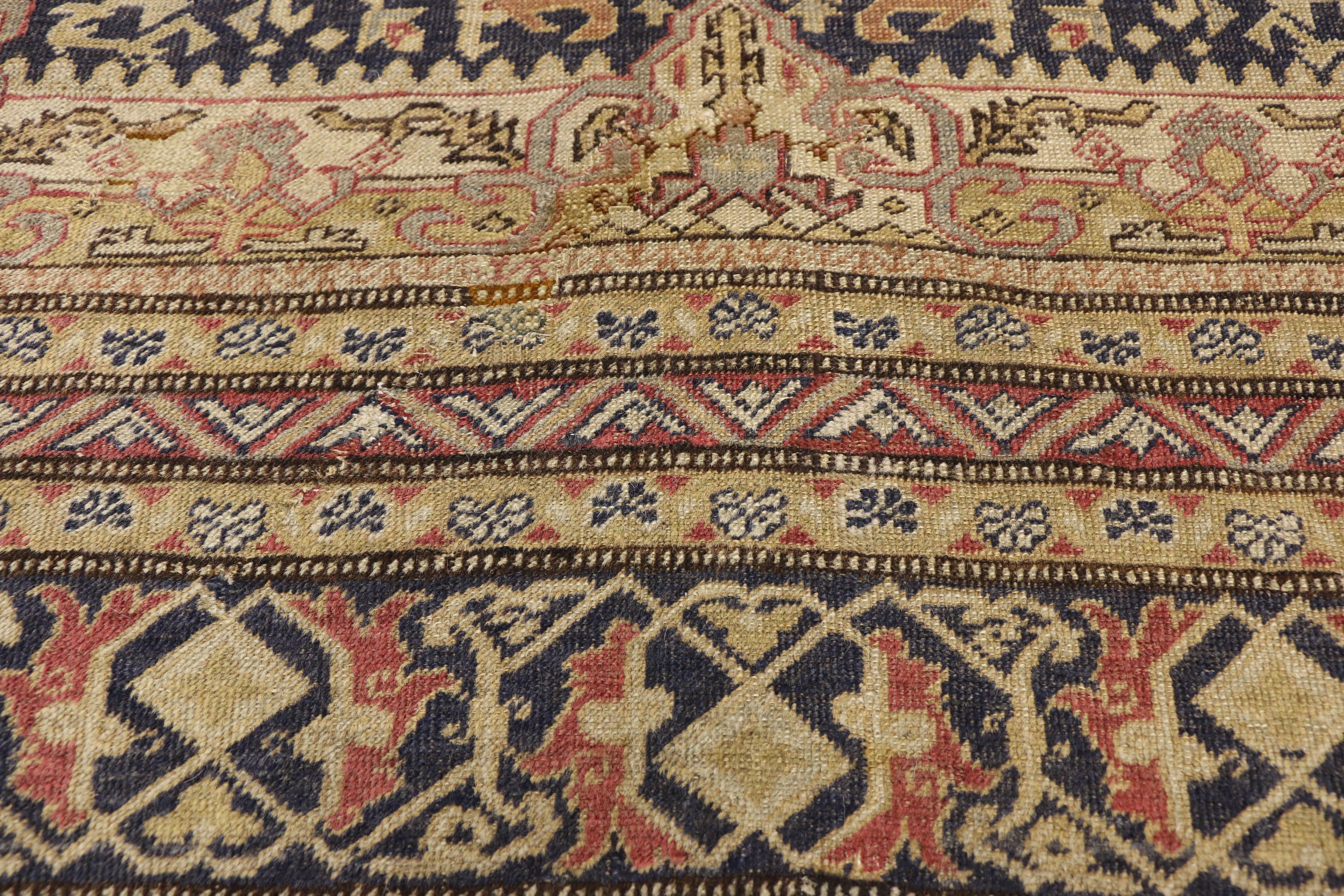 Türkischer Sivas-Galerie-Teppich im Vintage-Stil im Industrie-Künstlerstil, im Used-Stil (Handgeknüpft) im Angebot
