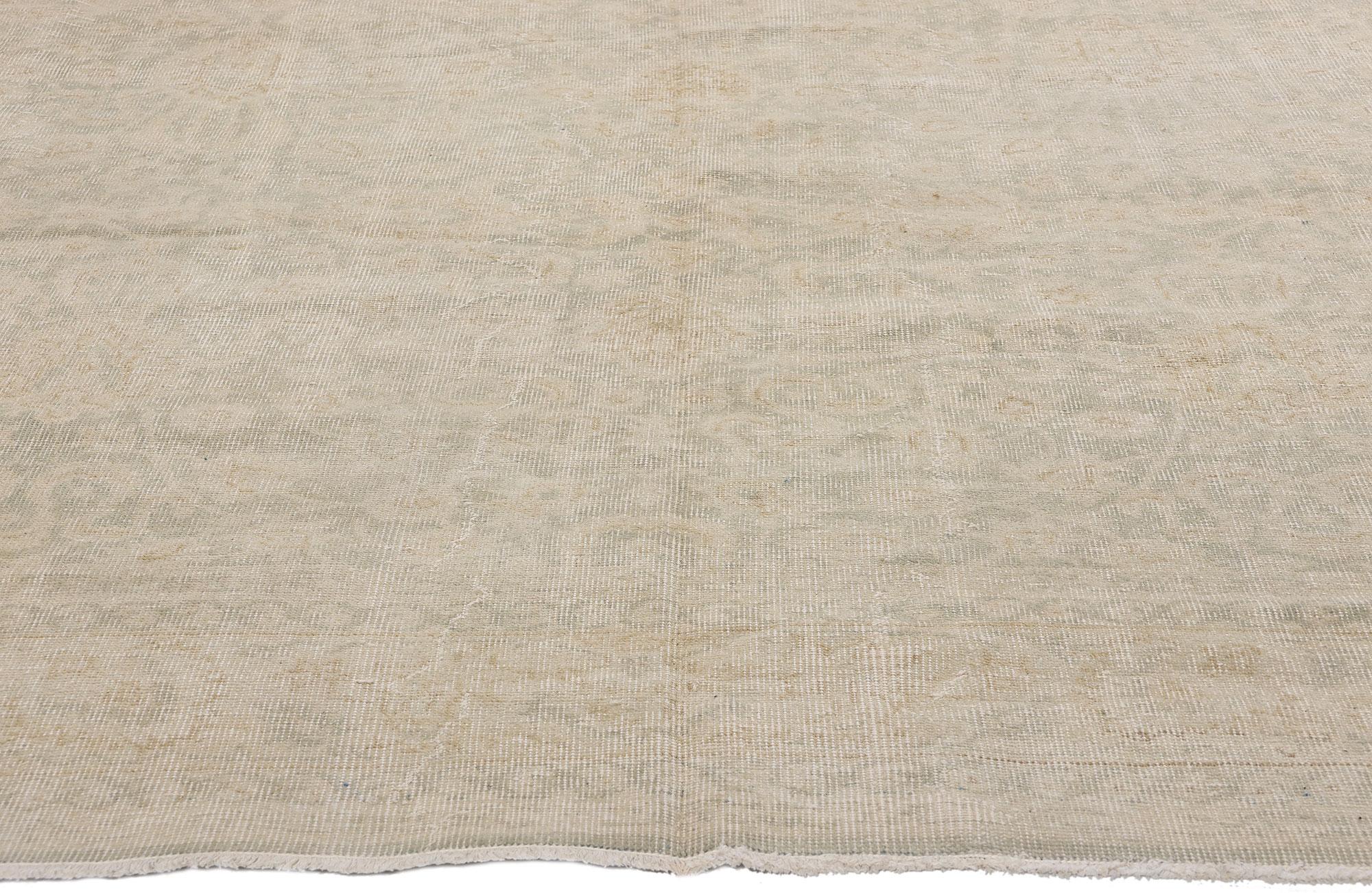 1950's Turkish Sivas Carpet with Modern Style In Distressed Condition For Sale In Dallas, TX