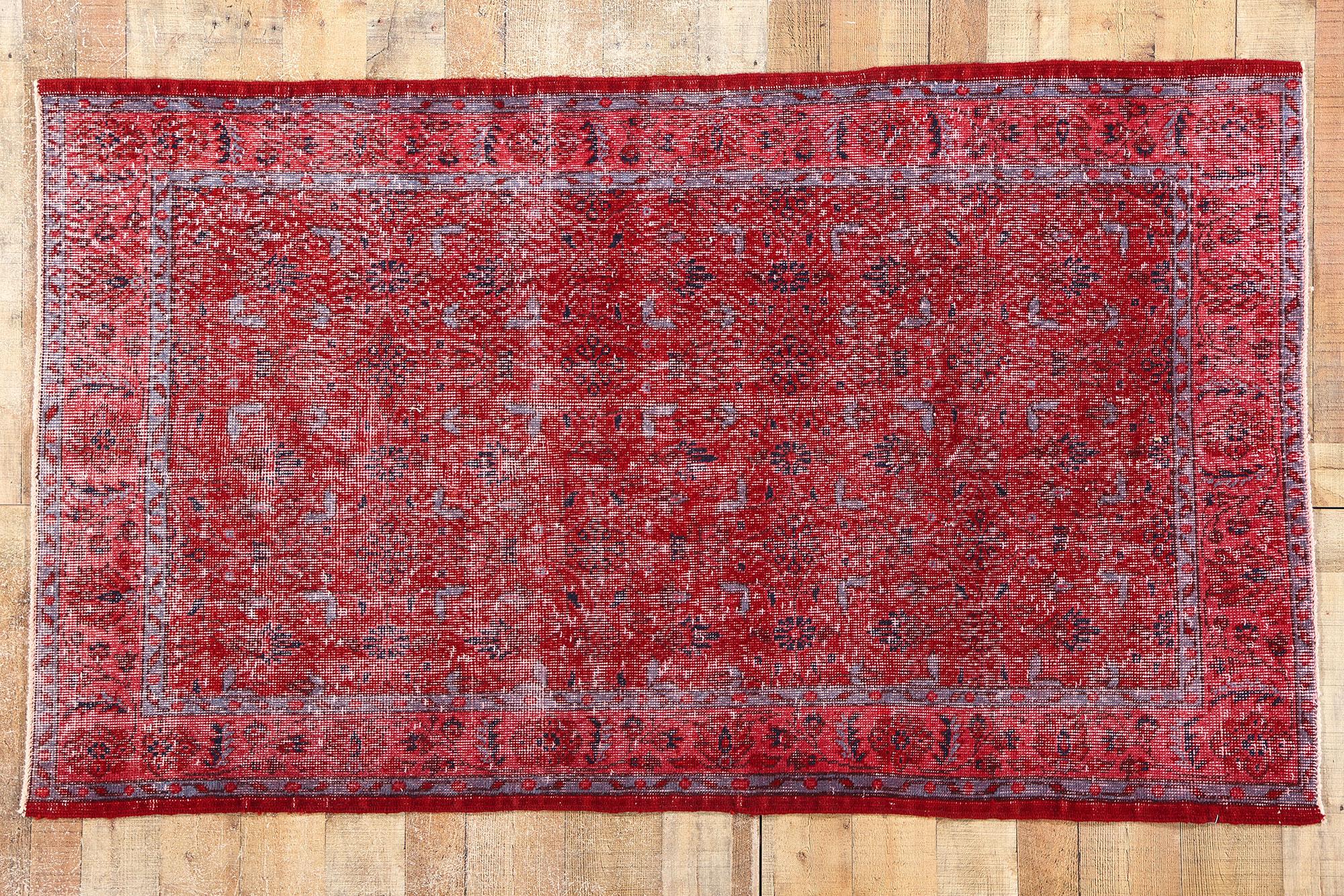 Distressed Vintage Turkish Sivas Rug For Sale 2