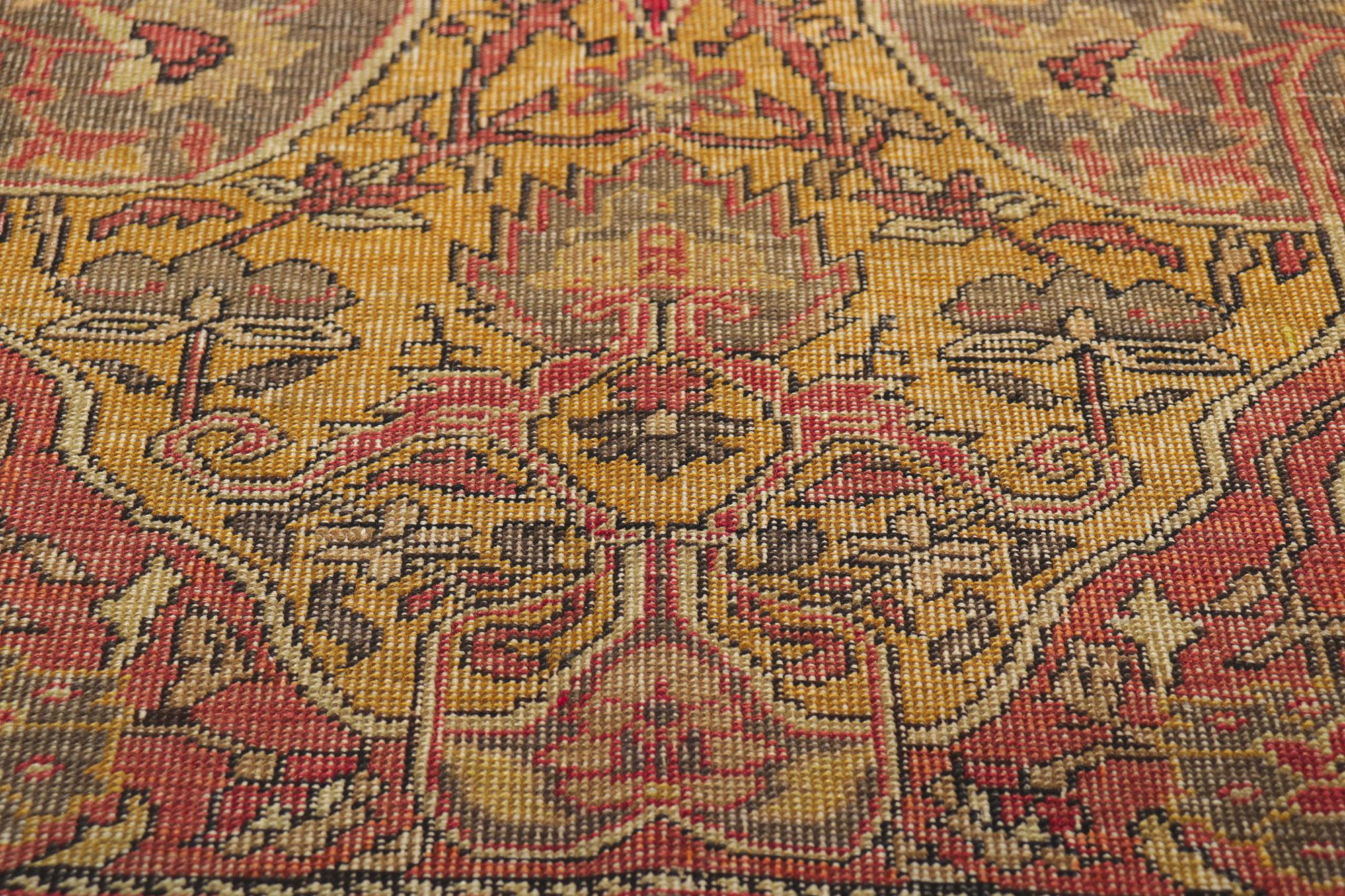20th Century Distressed Vintage Turkish Sivas Rug, Rustic Sensibility Meets Rugged Beauty For Sale