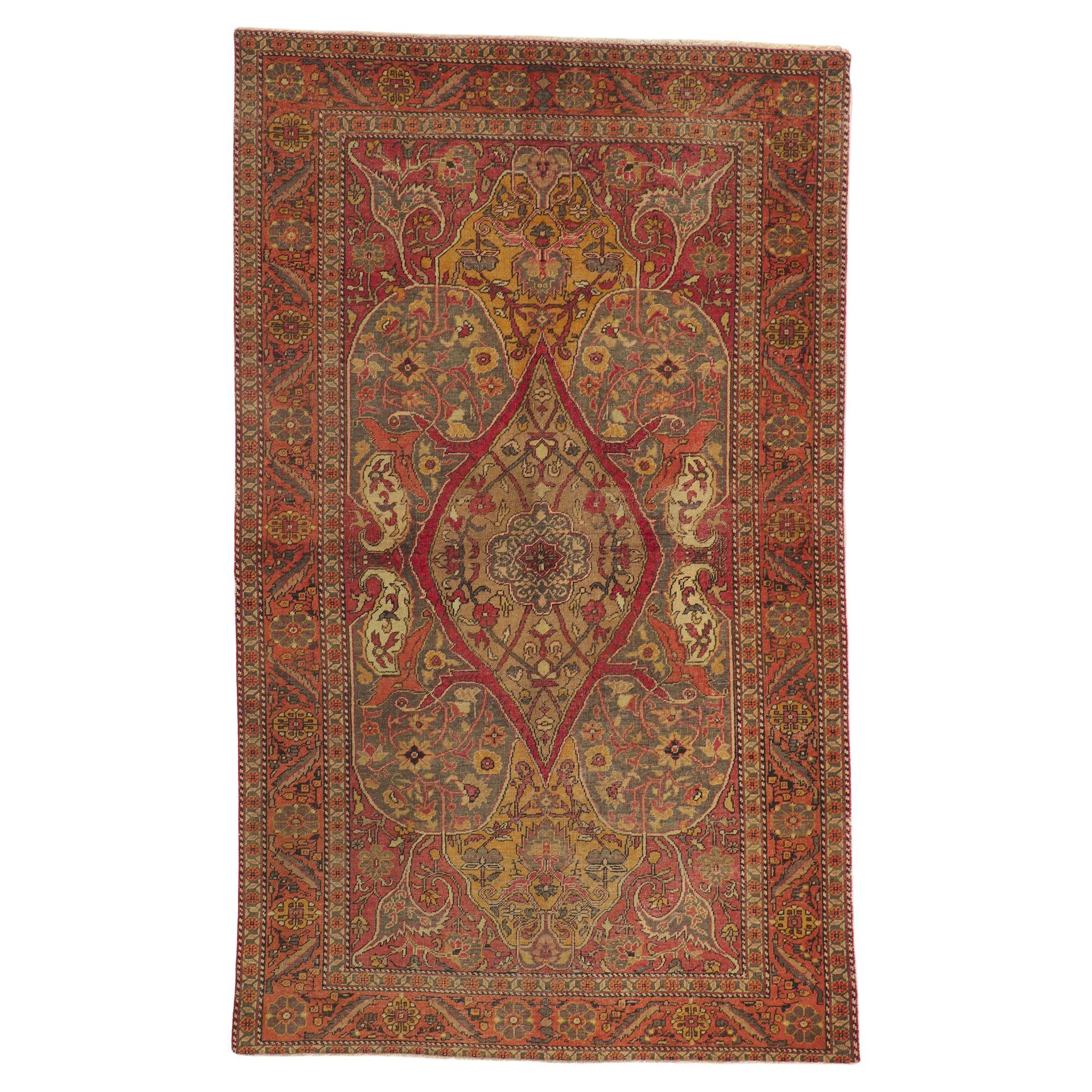 Distressed Vintage Turkish Sivas Rug, Rustic Sensibility Meets Rugged Beauty