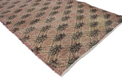 Distressed Vintage Turkish Sivas Rug with English Country Farmhouse Style