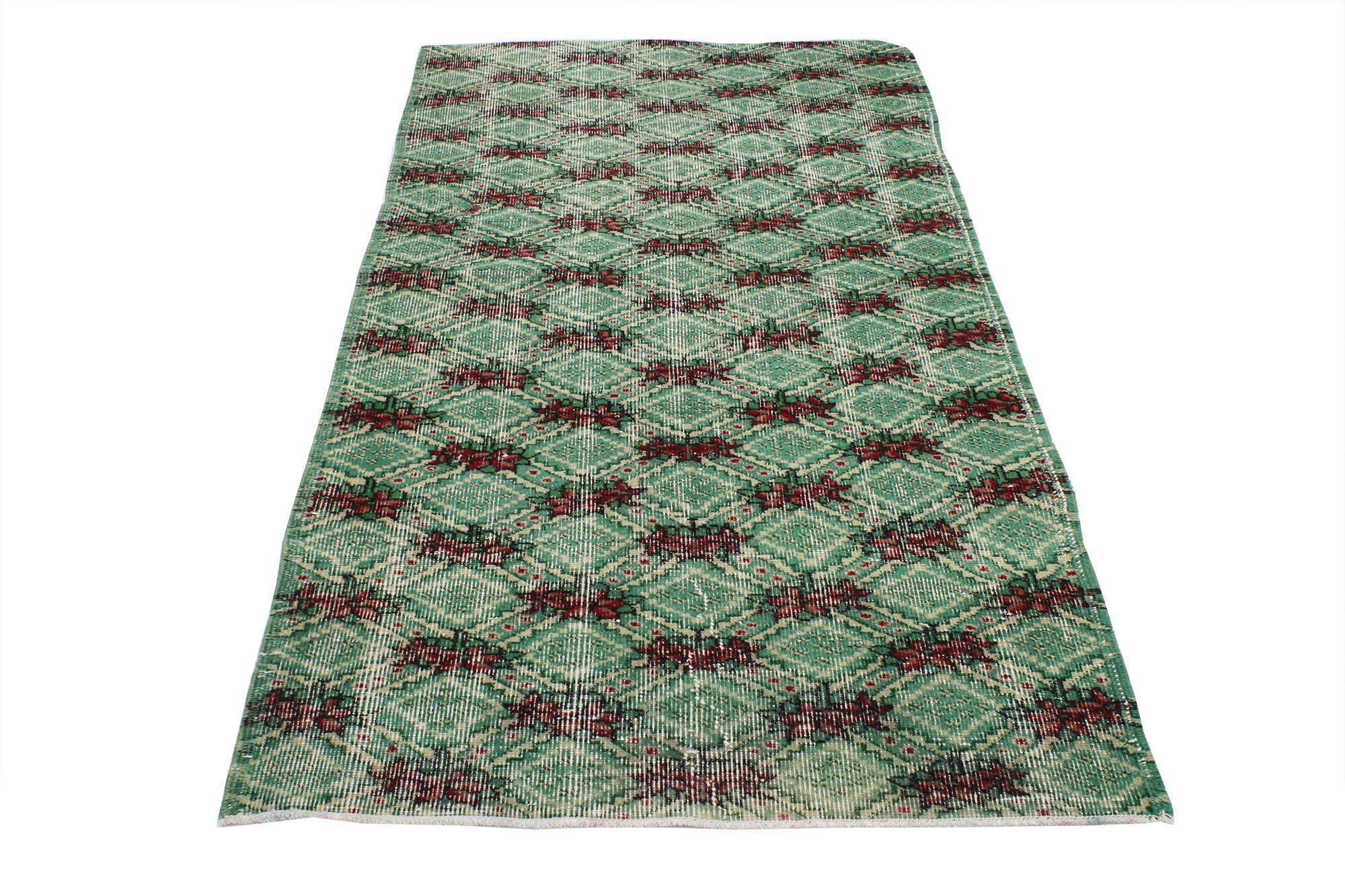 Hand-Knotted Distressed Vintage Turkish Sivas Rug with English Country Shabby Chic Style
