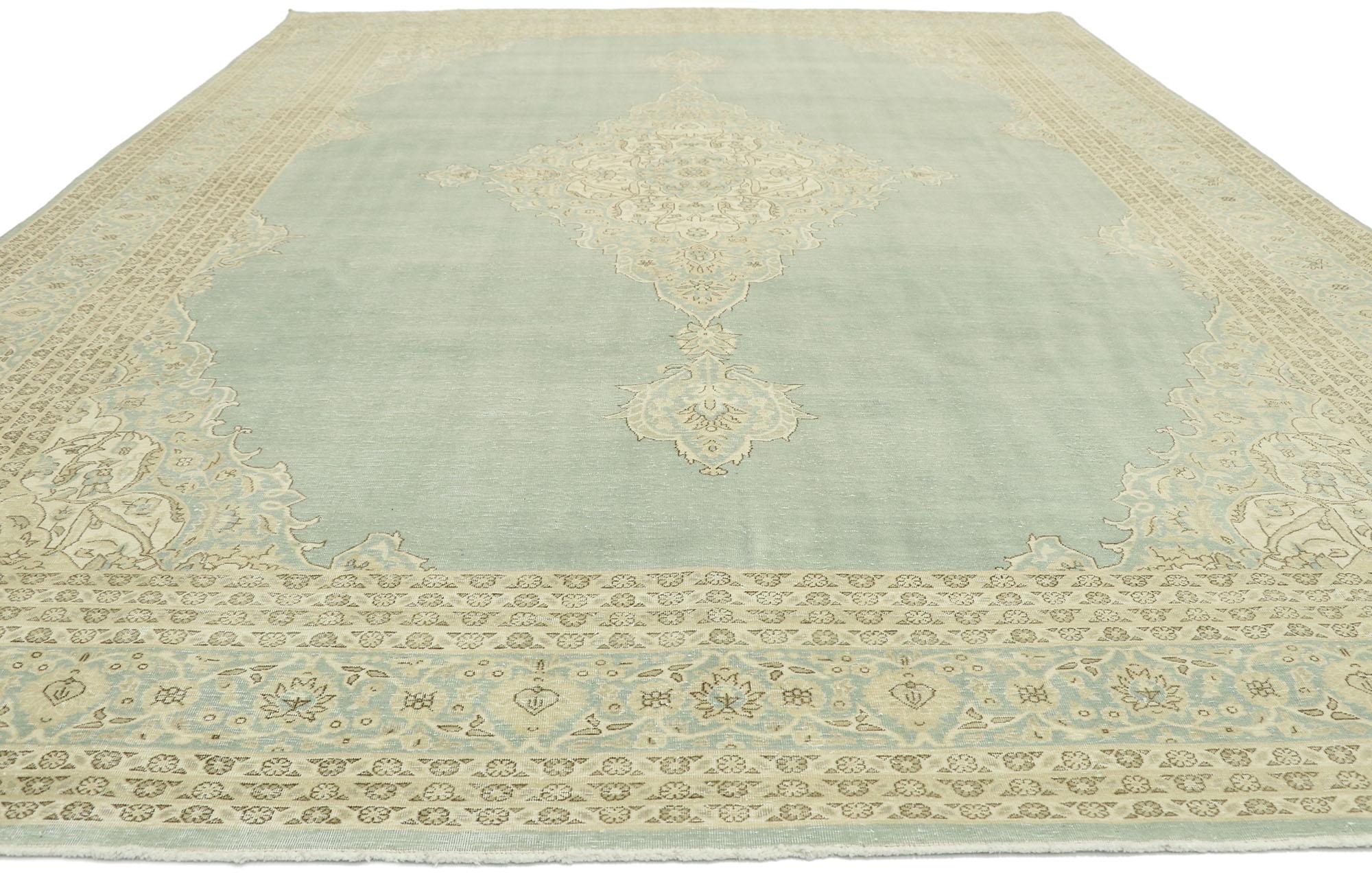 Hand-Knotted Muted Vintage Turkish Sivas Rug, Timeless Style Meets Gustavian Grace  For Sale