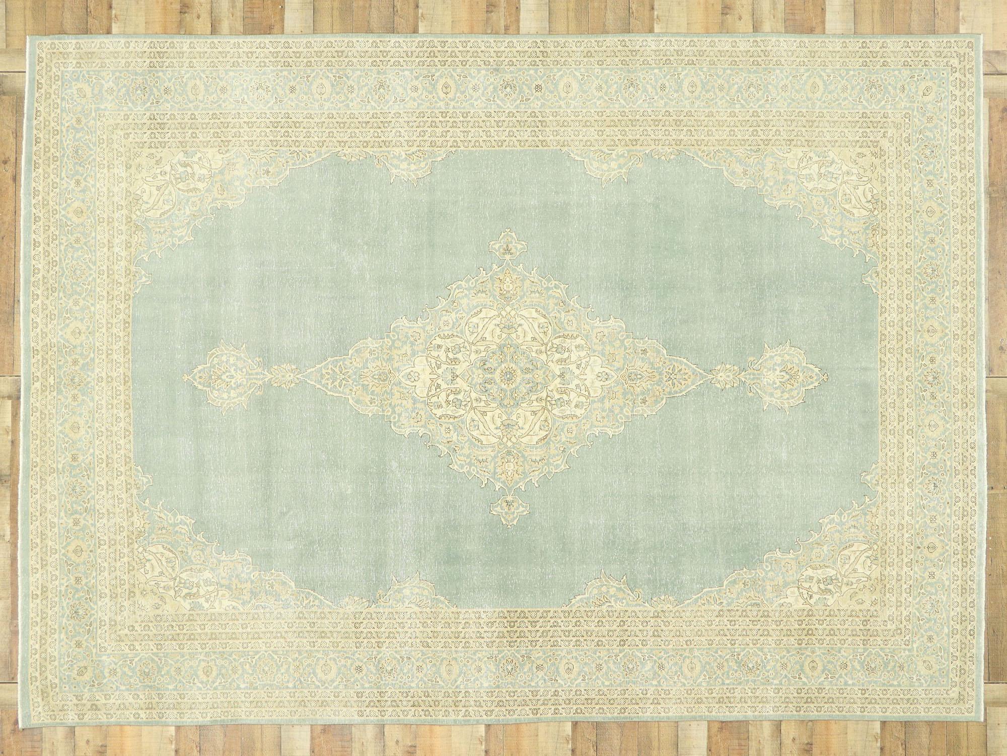 Muted Vintage Turkish Sivas Rug, Timeless Style Meets Gustavian Grace  For Sale 2