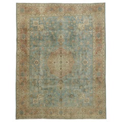 Distressed Vintage Tabriz Rug with Gustavian Style