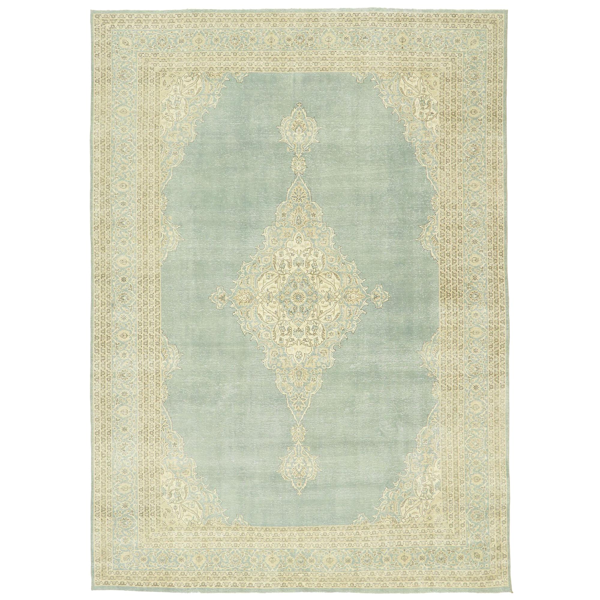 Muted Vintage Turkish Sivas Rug, Timeless Style Meets Gustavian Grace  For Sale