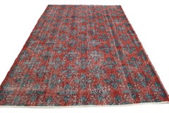 Distressed Vintage Turkish Sivas Rug with Industrial Art Deco Style