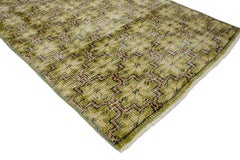 Distressed Vintage Turkish Sivas Rug with Industrial Art Deco Style