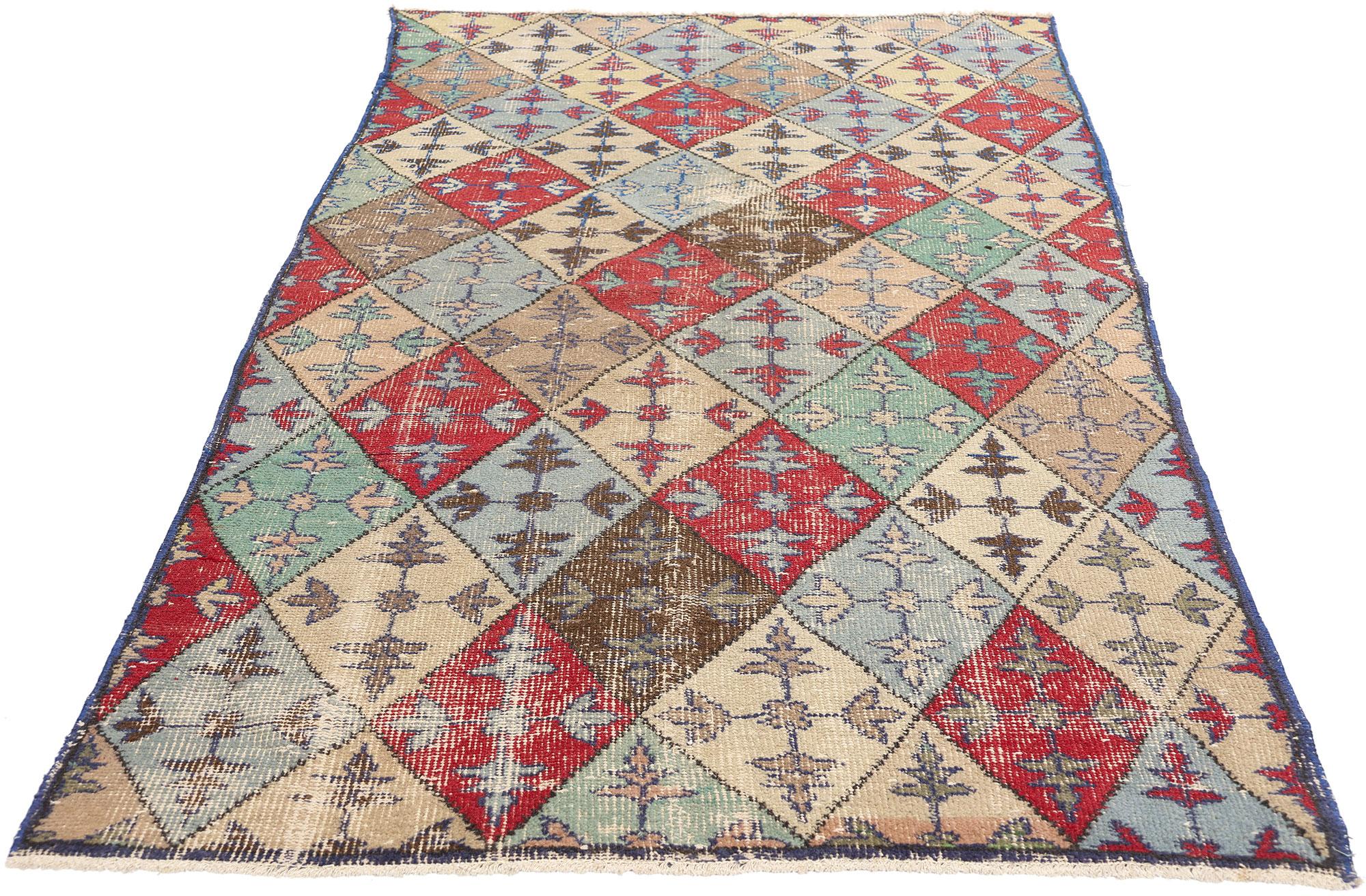 Hand-Knotted Zeki Muren Distressed Vintage Turkish Sivas Rug For Sale