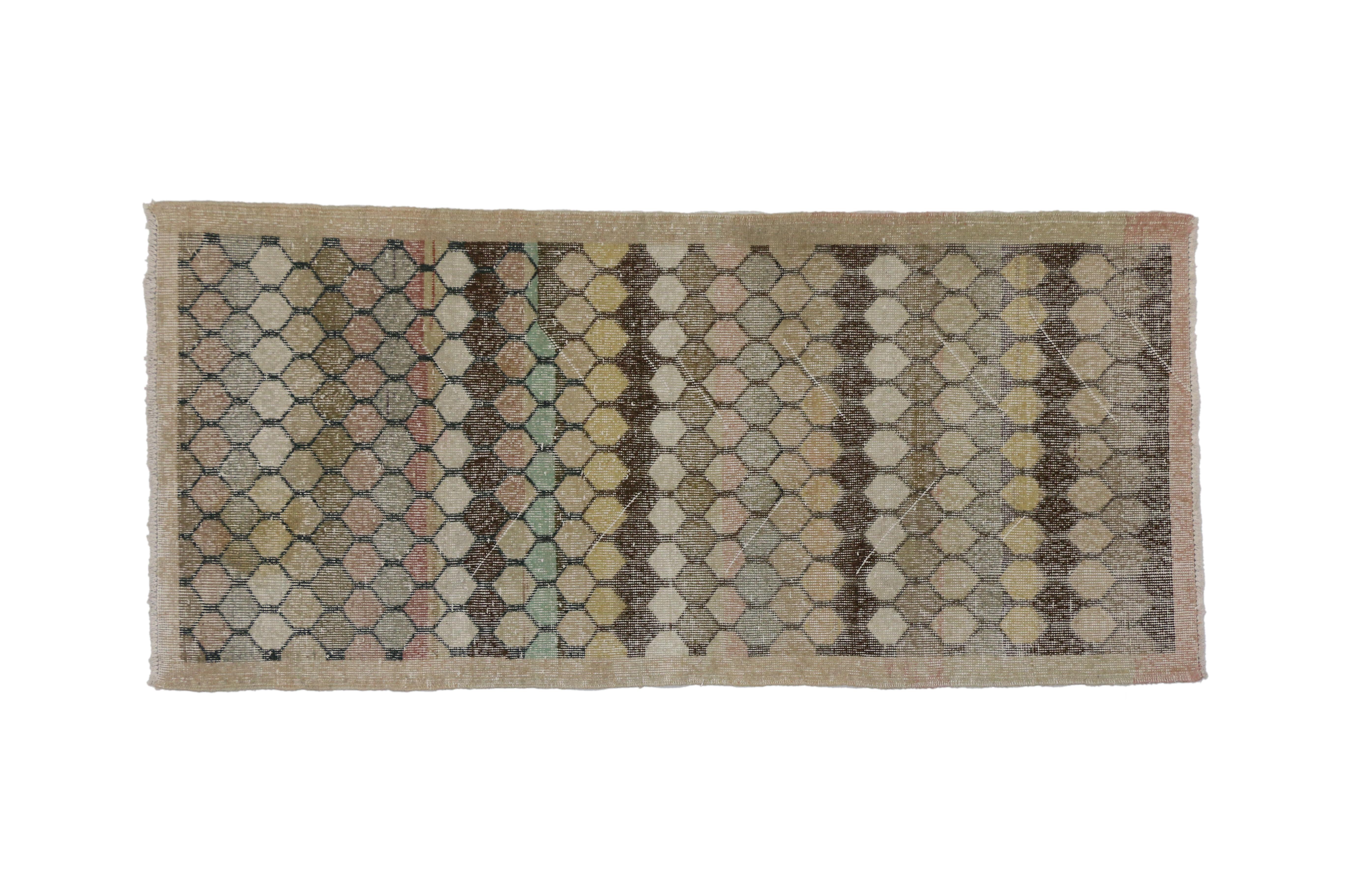 Zeki Muren Türkischer Sivas-Teppich im Vintage-Stil mit industriellem Art-déco-Stil, Zeki Muren (Handgeknüpft) im Angebot