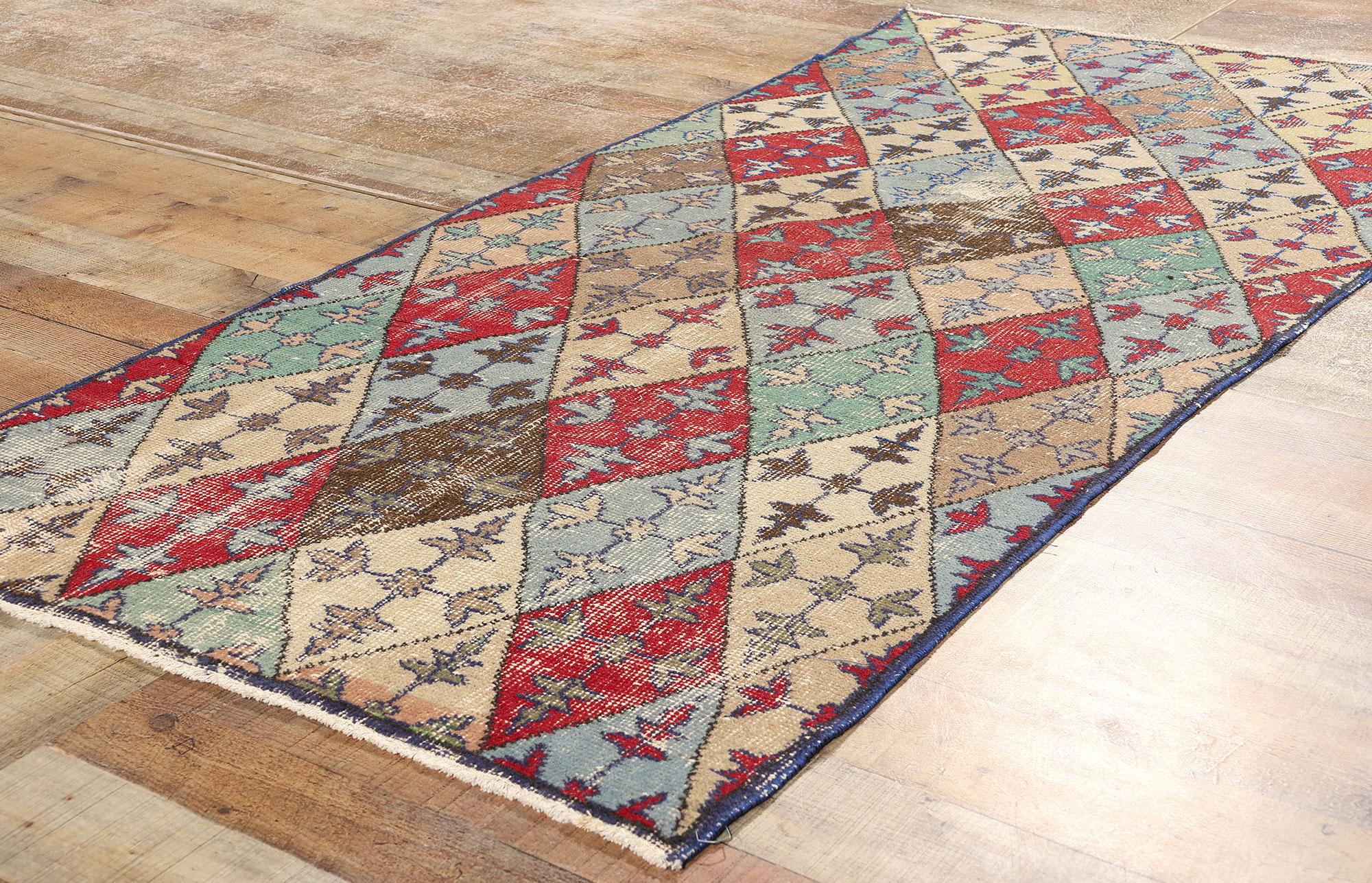 Wool Zeki Muren Distressed Vintage Turkish Sivas Rug For Sale