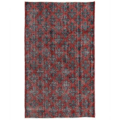 Distressed Vintage Turkish Sivas Rug with Industrial Art Deco Style