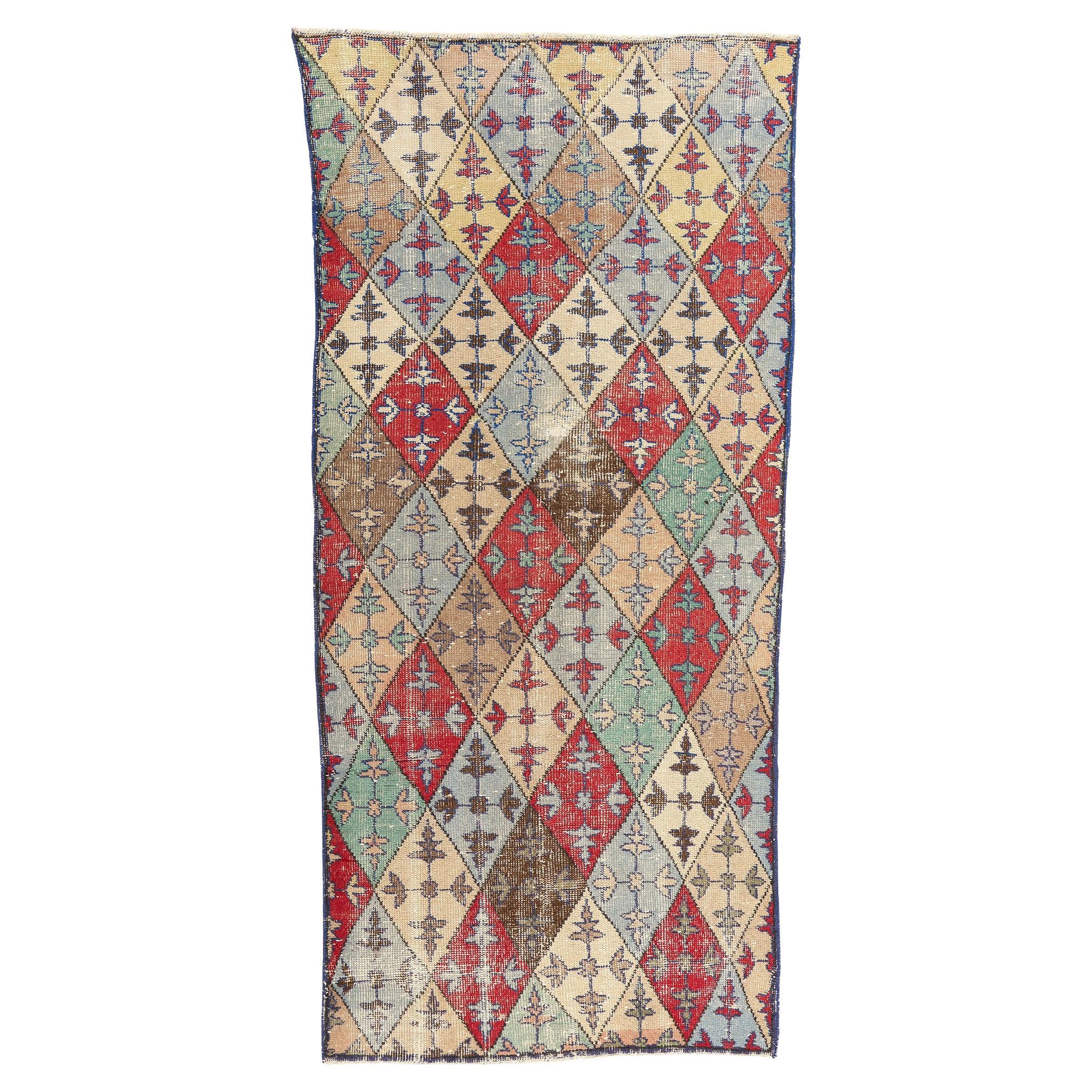 Zeki Muren Distressed Vintage Turkish Sivas Rug For Sale