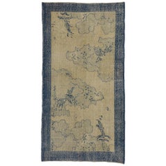 Distressed Vintage Turkish Sivas Rug with Industrial Chinoiserie Chic Style