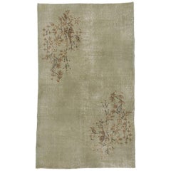 Distressed Vintage Turkish Sivas Rug with Industrial Chinoiserie Chic Style
