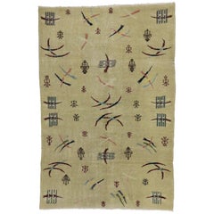 Distressed Vintage Turkish Sivas Rug with Industrial Rustic Asian Chic Style