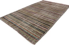 Distressed Vintage Turkish Sivas Rug with Mid-Century Modern Bohemian Style
