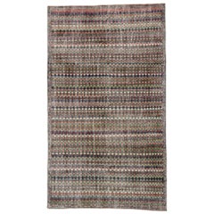 Distressed Vintage Turkish Sivas Rug with Mid-Century Modern Bohemian Style