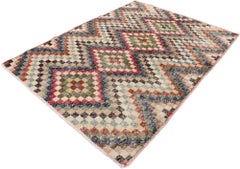 Distressed Vintage Turkish Sivas Rug with Mid-Century Modern Rustic Style