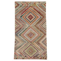 Türkischer Sivas-Teppich im Vintage-Stil mit rustikalem Mid-Century-Modern-Stil, im Used-Stil