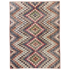 Distressed Vintage Turkish Sivas Rug with Mid-Century Modern Rustic Style