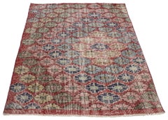 Distressed Vintage Turkish Sivas Rug with Modern Industrial Art Deco Style
