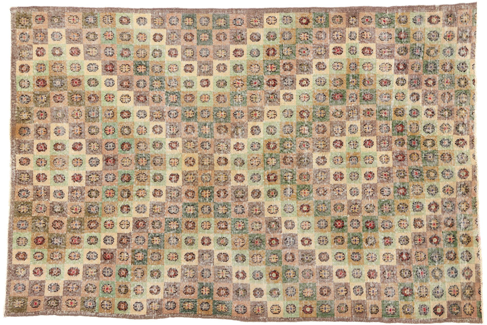 Alfombra Sivas turca vintage envejecida Zeki Muren en venta 2