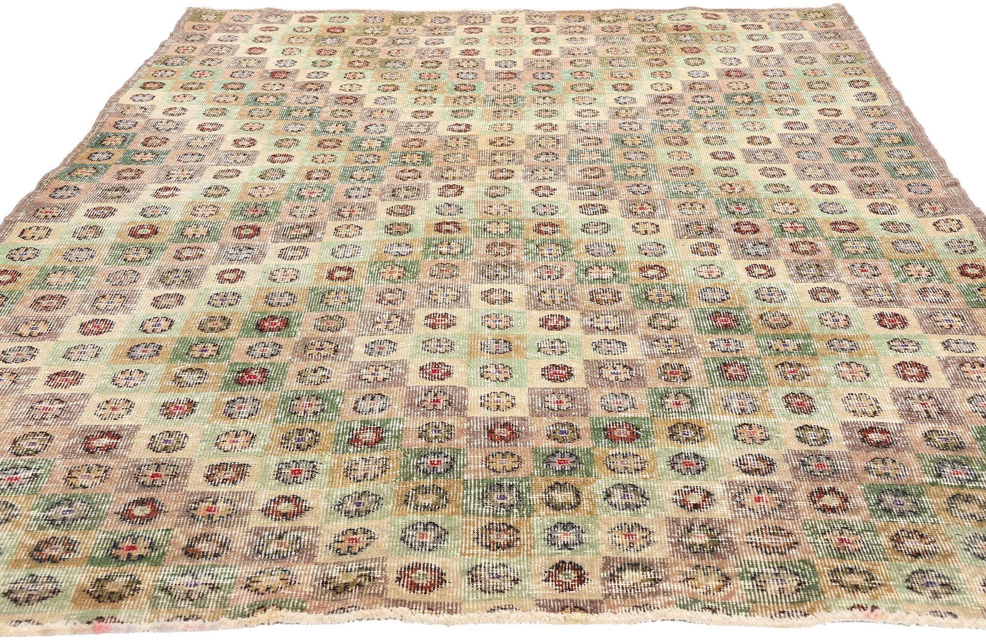 Alfombra Sivas turca vintage envejecida Zeki Muren Rústico en venta