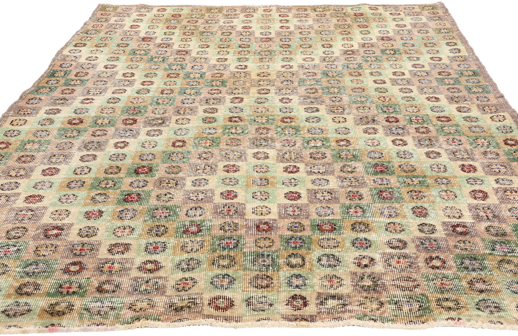 Rustic Zeki Muren Distressed Vintage Turkish Sivas Rug For Sale