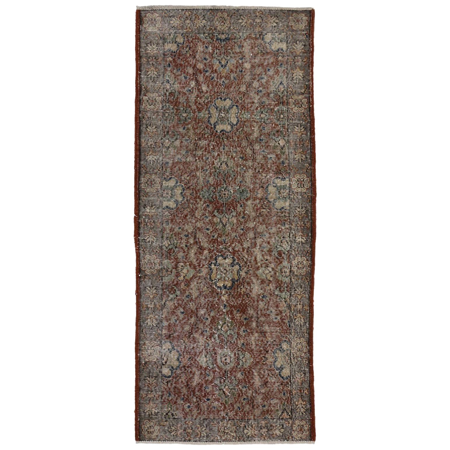 Distressed Vintage Turkish Sivas Rug with Rustic Modern English Style For Sale