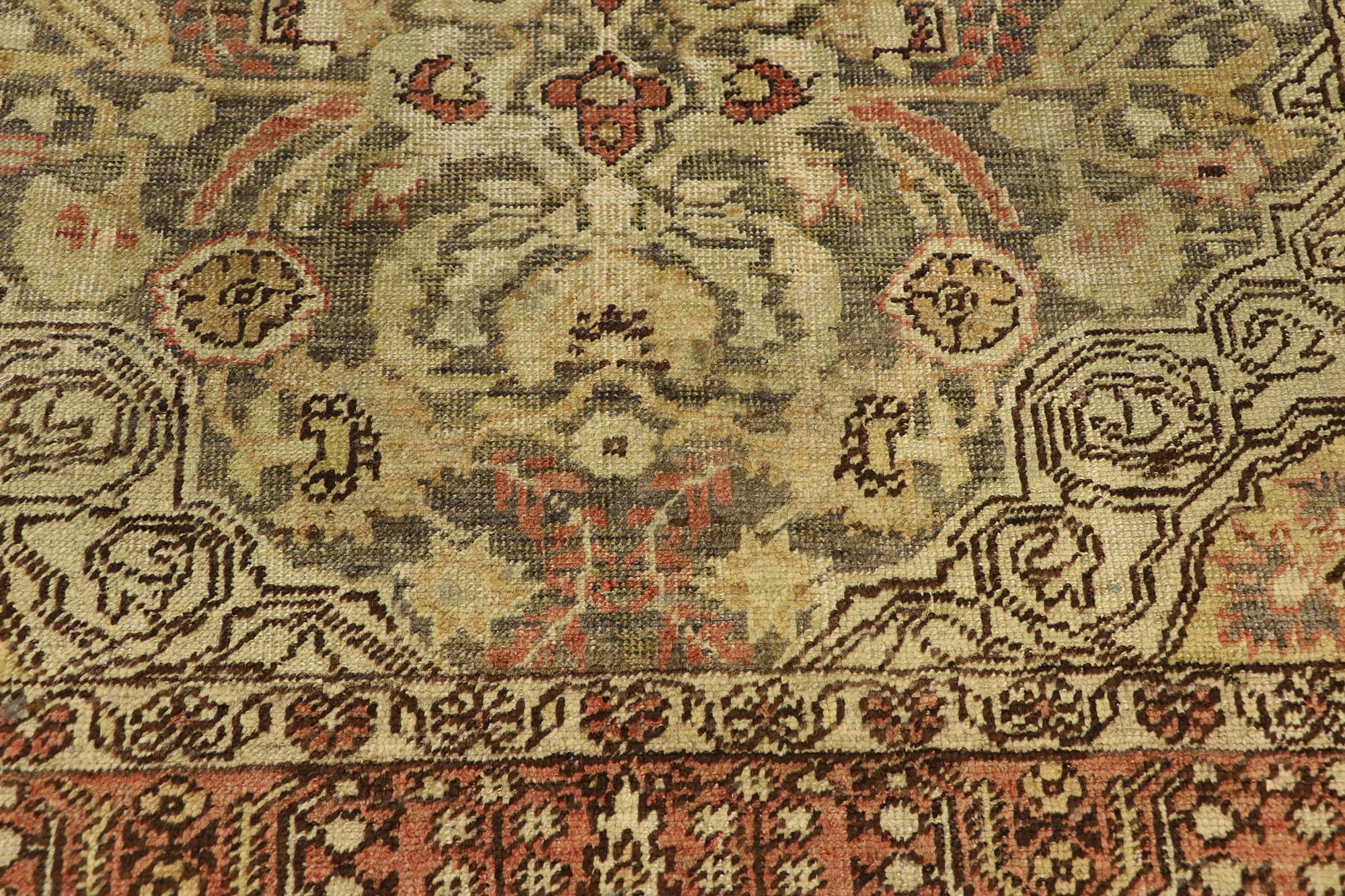 Distressed Vintage Turkish Sivas Rug with Modern Rustic Artisan Style In Distressed Condition For Sale In Dallas, TX