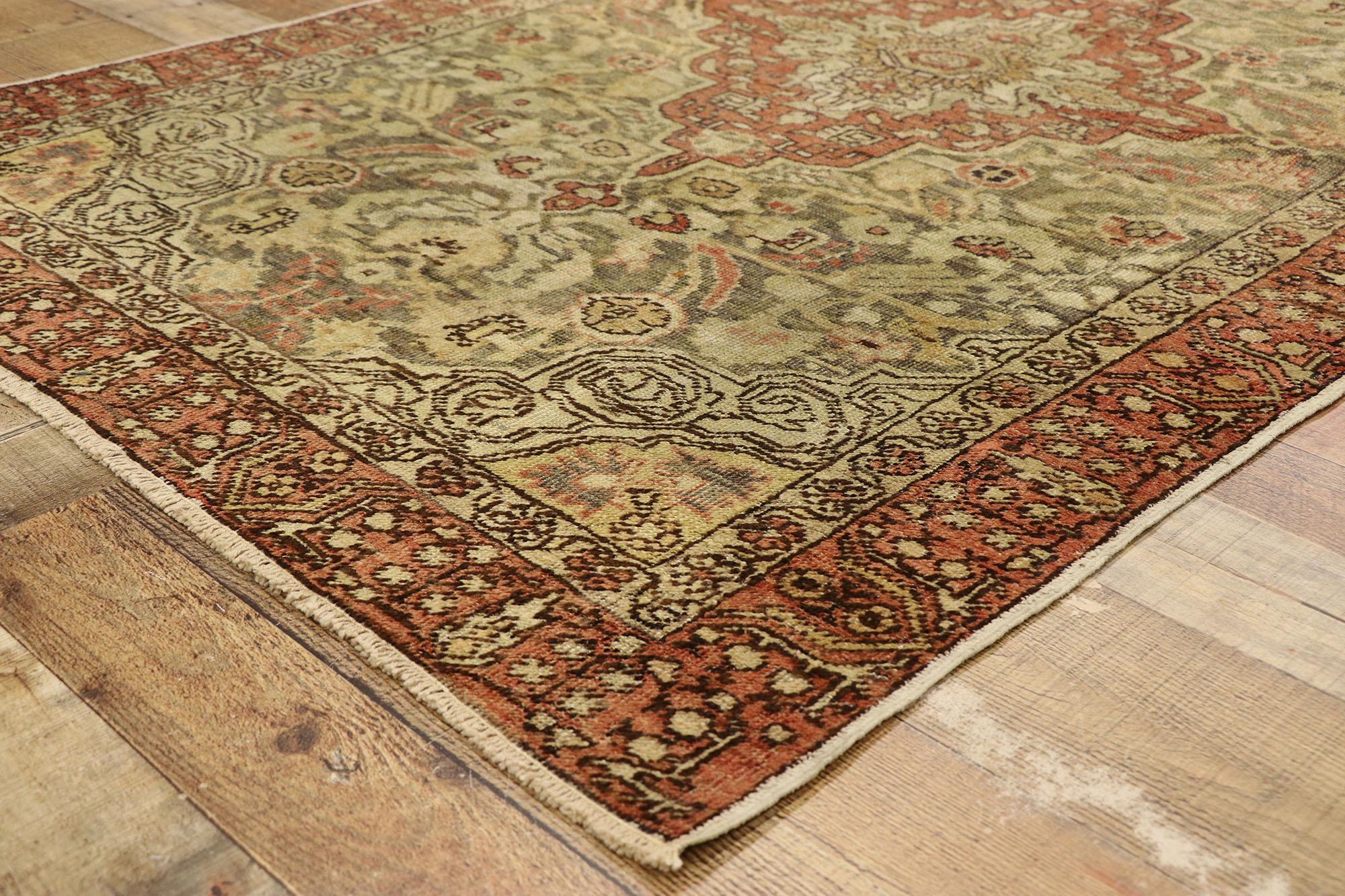 Wool Distressed Vintage Turkish Sivas Rug with Modern Rustic Artisan Style For Sale