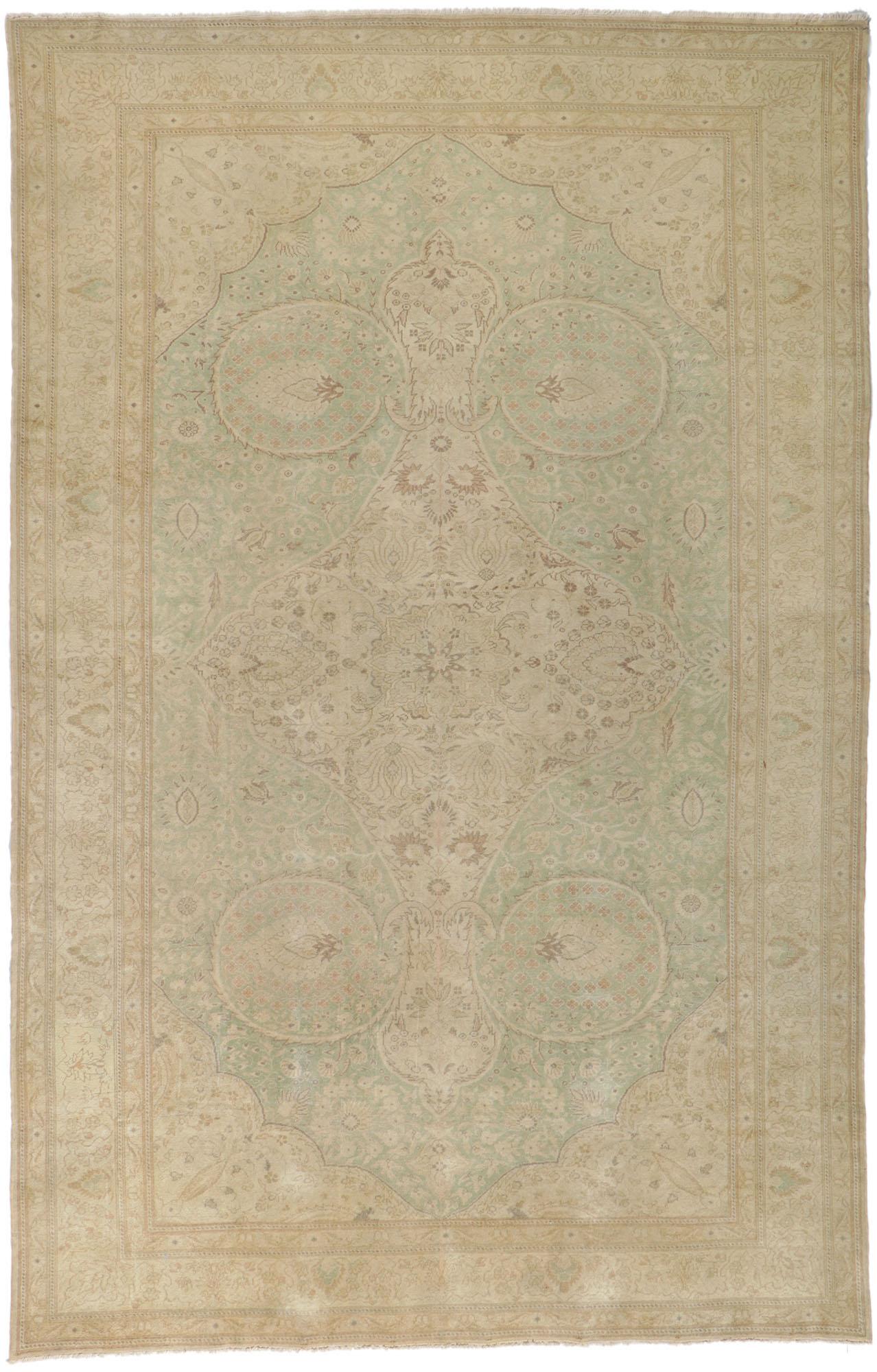 Distressed Vintage Turkish Sivas Rug with Modern Rustic Cotswold Cottage Style For Sale 6