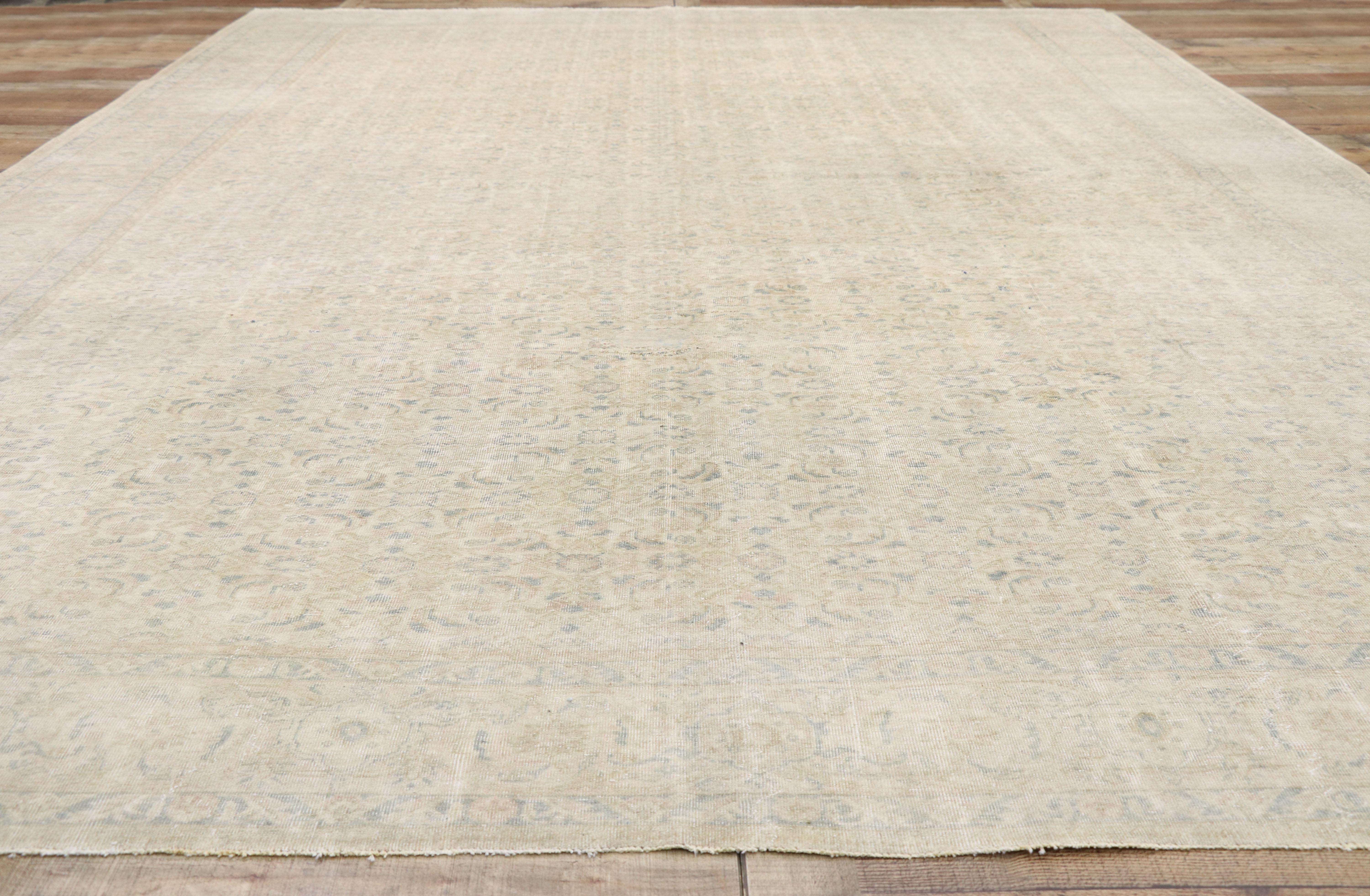 20th Century Distressed Vintage Turkish Sivas Rug with Modern Rustic Cotswold Cottage Style For Sale
