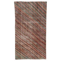 Distressed Vintage Turkish Sivas Rug with Modern Rustic Cubist Style