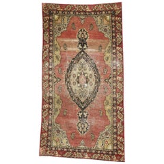 Distressed Vintage Turkish Sivas Rug with Modern Rustic Lodge Style