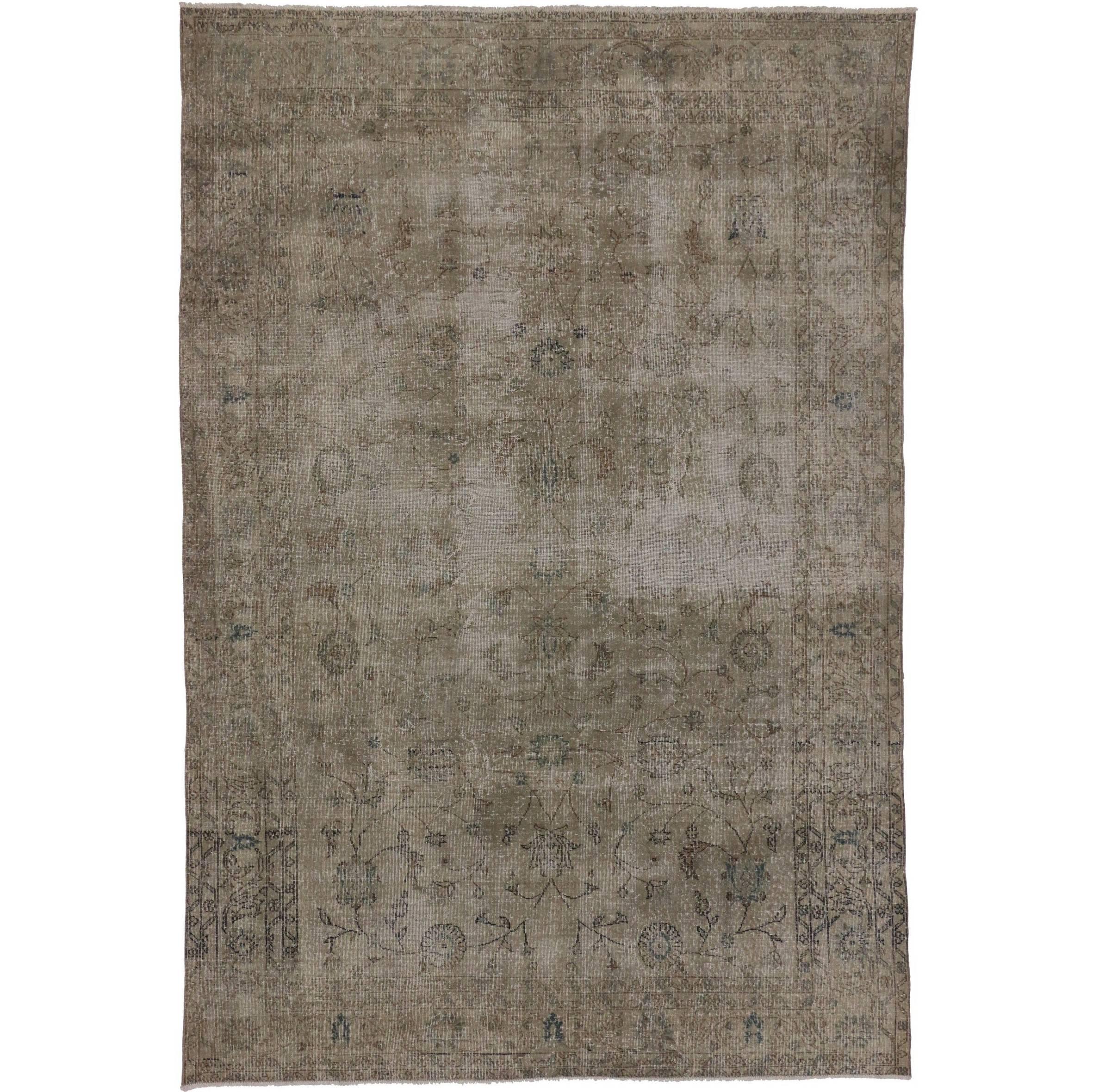 Lana Tappeto Sivas turco vintage con stile moderno e invecchiato in vendita