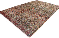 Distressed Vintage Turkish Sivas Rug with Postmodern Romantic Style