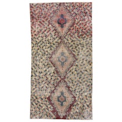 Türkischer Sivas-Teppich im Vintage-Stil im romantischen, kubistischen Stil, im Used-Stil