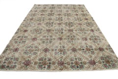 Distressed Vintage Turkish Sivas Rug with Romantic English Cottage Style