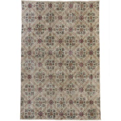Distressed Vintage Turkish Sivas Rug with Romantic English Cottage Style