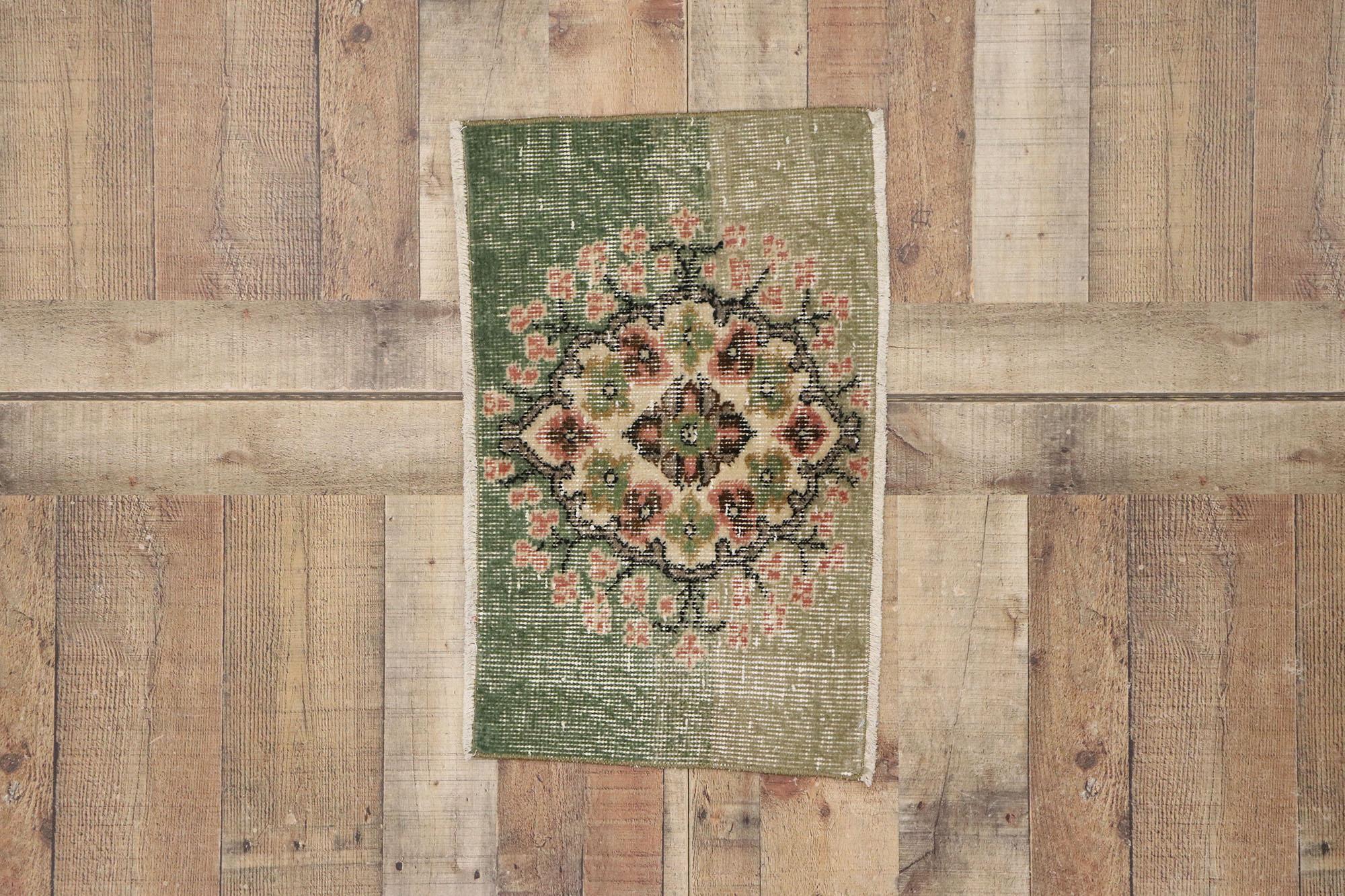 Distressed Vintage Turkish Sivas Rug with Romantic English Country Cottage Style For Sale 2