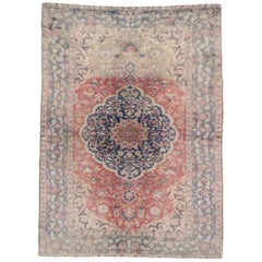 Distressed Vintage Turkish Sivas Rug with Romantic English Country Style